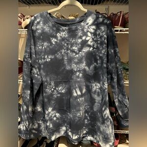 Tie-Dye Long Sleeve Top - Blue and White